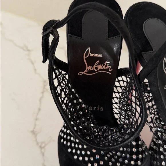 Christian Louboutin PLOUGESTA ALTA STRASS Fishnet Heels Pump Shoes Sandal $1445 - Picture 5 of 10